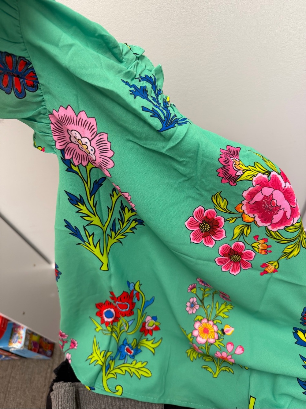 Green Floral Print Blouse